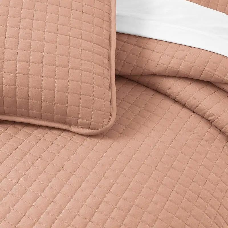 King/Cal King Lightweight Blush Ultra Soft 3-Piece Microfiber Quilt Set by HomePacific