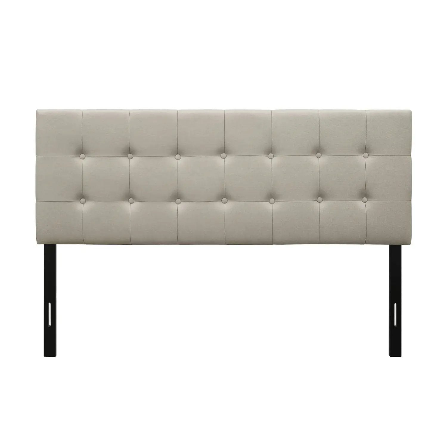 King Button-Tufted Headboard in Light Grey Beige Taupe Upholstered Fabric by HomePacific