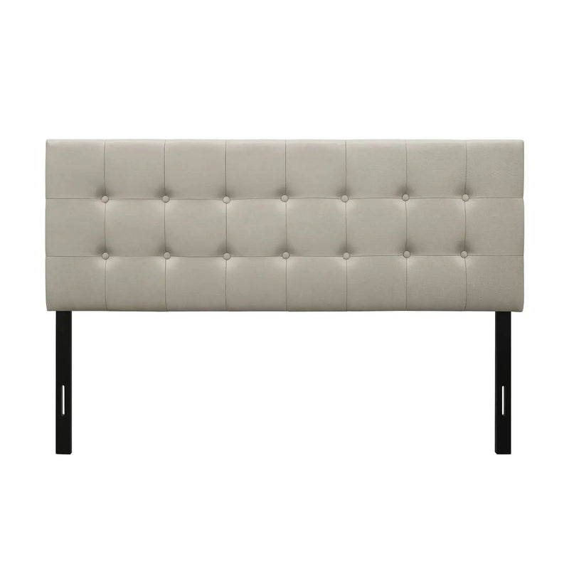 King Button-Tufted Headboard in Light Grey Beige Taupe Upholstered Fabric by HomePacific