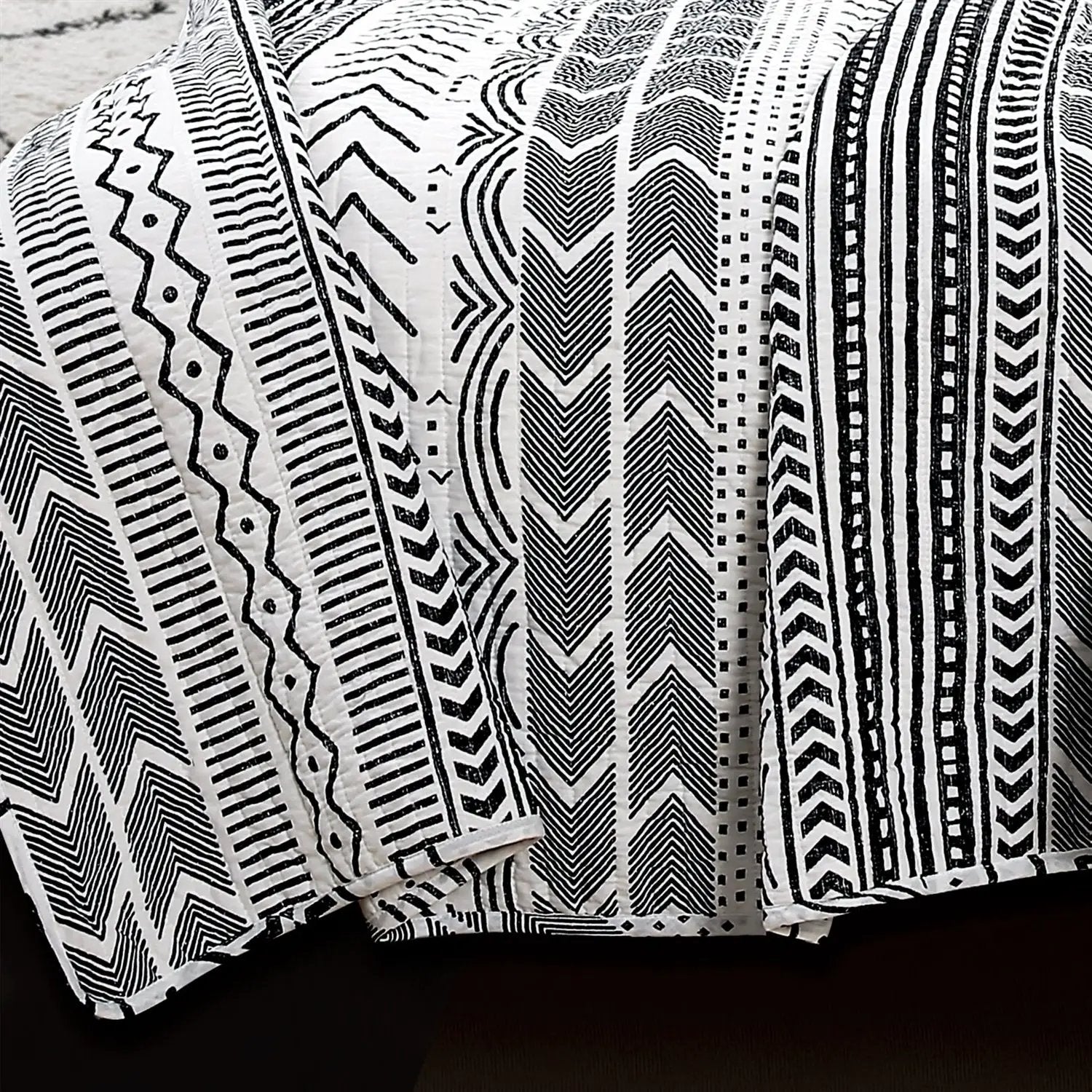 3 Piece Scandinavian Black White Reversible Cotton Set in King by HomePacific