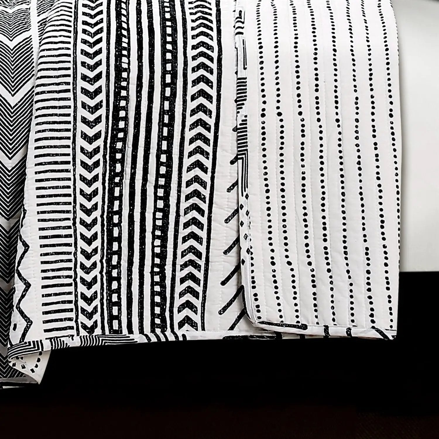 3 Piece Scandinavian Black White Reversible Cotton Set in King by HomePacific