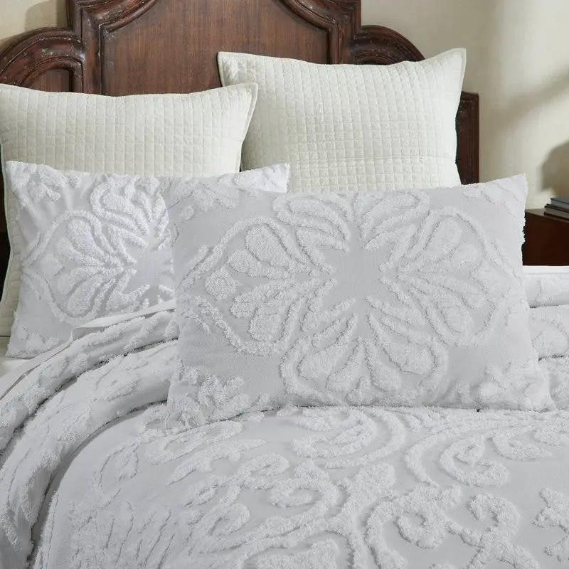 King Size 100-Percent Cotton Chenille 3-Piece Coverlet Bedspread Set in White by HomePacific