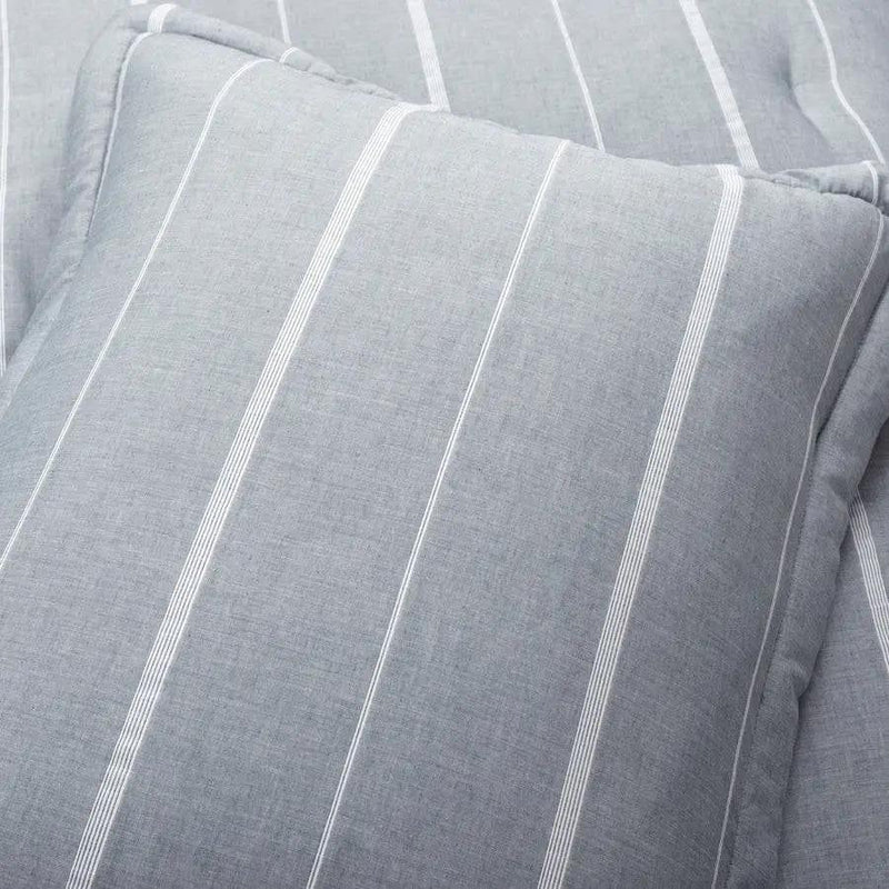 King/California King Blue Grey Off-White Stripe 3-Piece Comforter Set by HomePacific