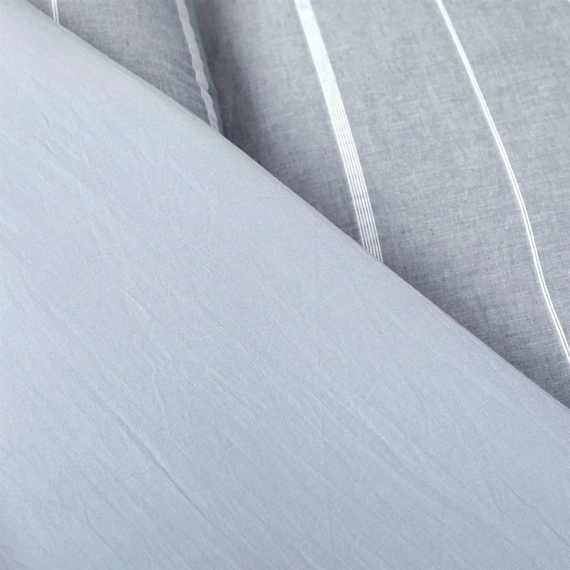 King/California King Blue Grey Off-White Stripe 3-Piece Comforter Set by HomePacific