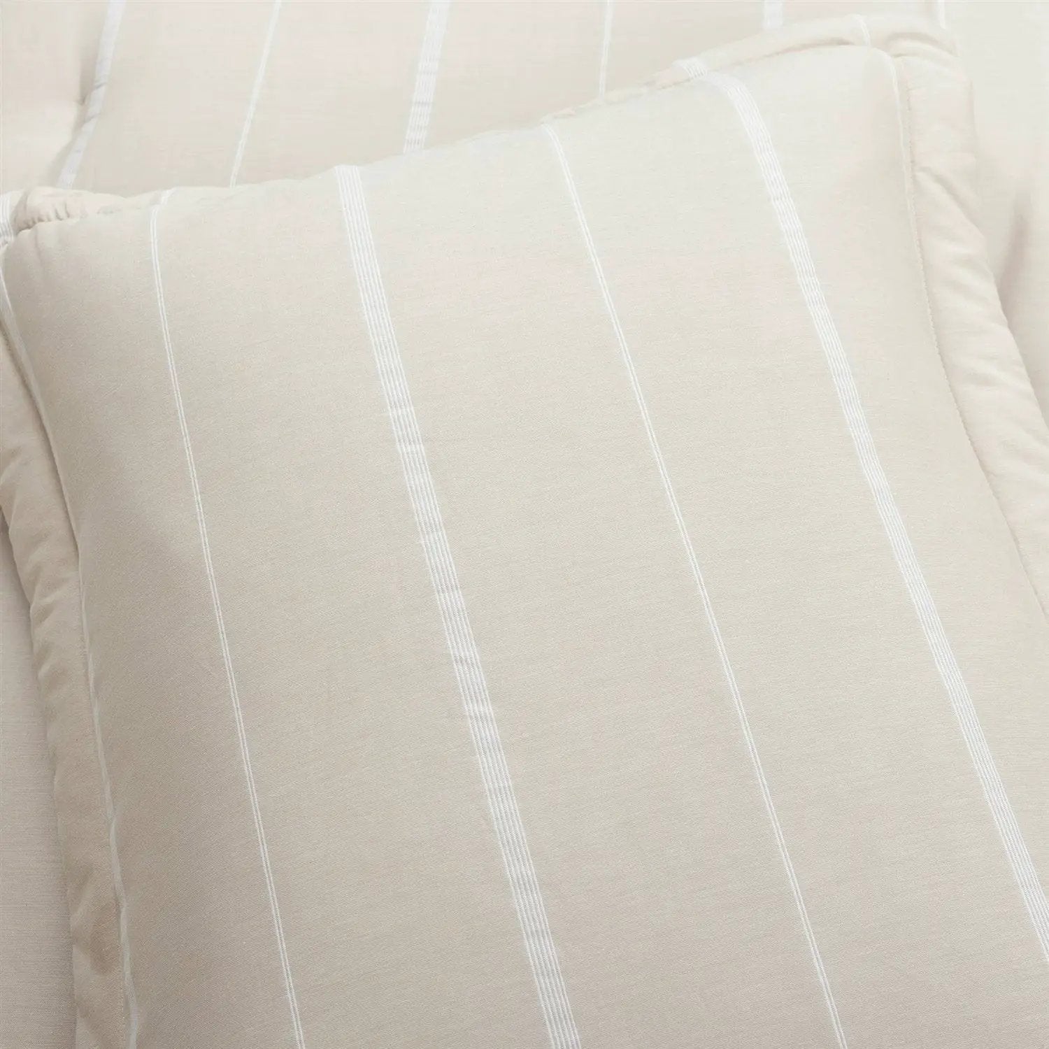 King/California King Beige Off-White Stripe Lightweight 3-Piece Comforter Set by HomePacific