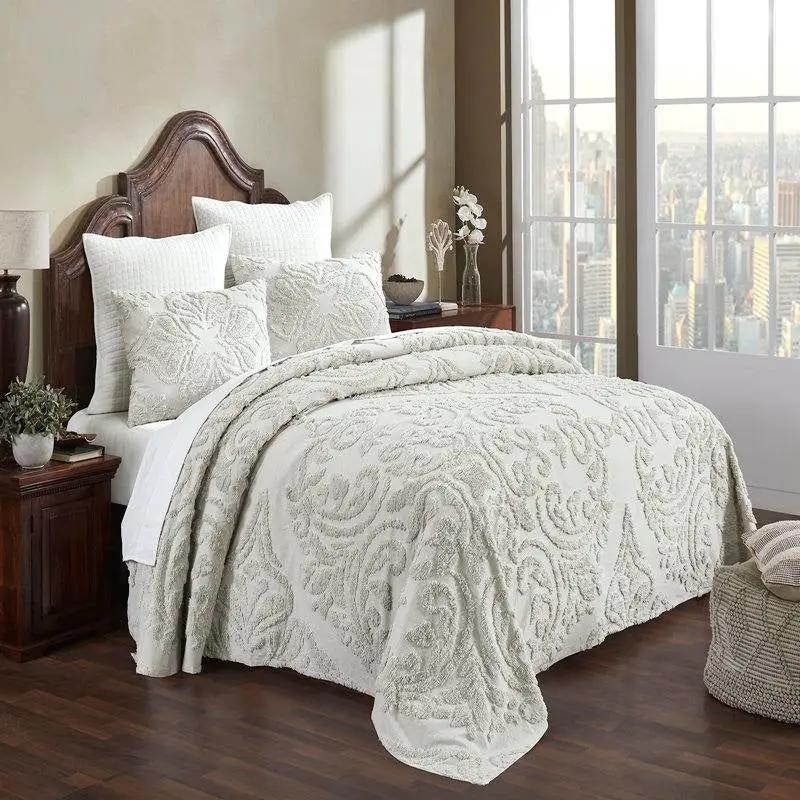 King Size 100-Percent Cotton Chenille 3-Piece Coverlet Bedspread Set in Ivory by HomePacific