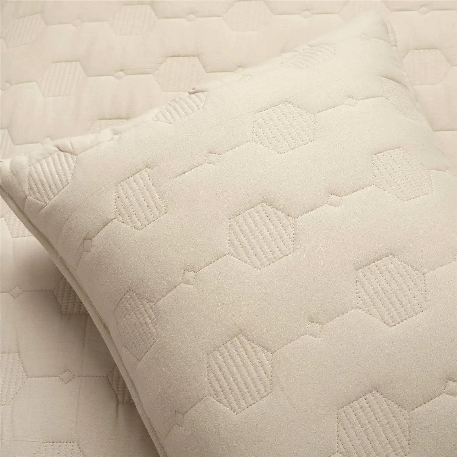 King/California King size Lightweight Beige Textured Cotton 3 Piece Quilt Set by HomePacific