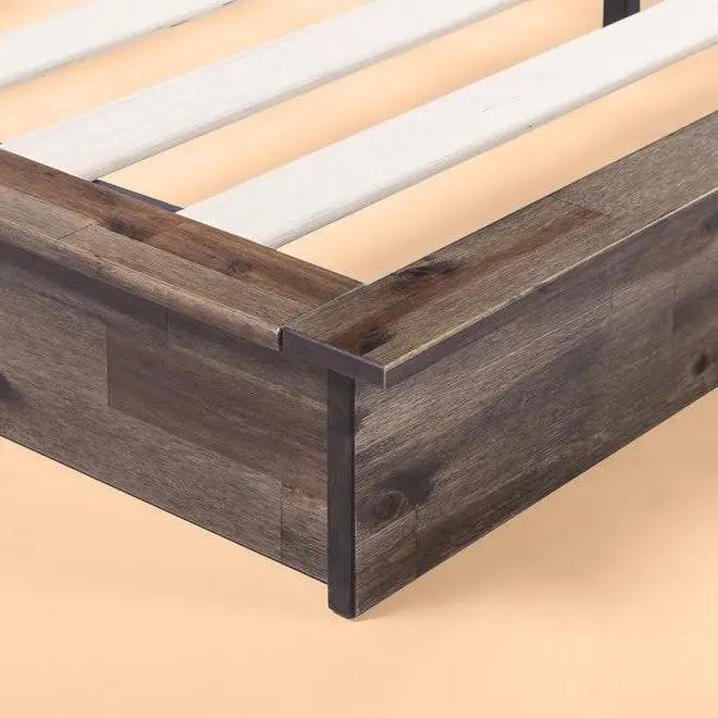 King size Farmhouse Wood Industrial Low Profile Platform Bed Frame by HomePacific
