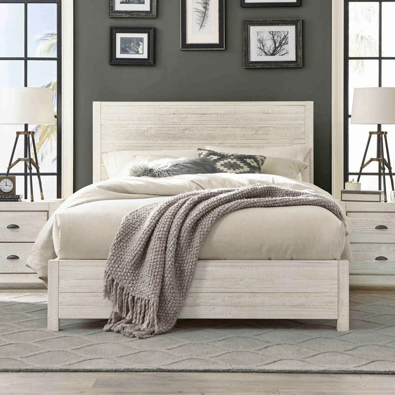 FarmHome Off White Solid Pine Platform Bed in King Size by HomePacific