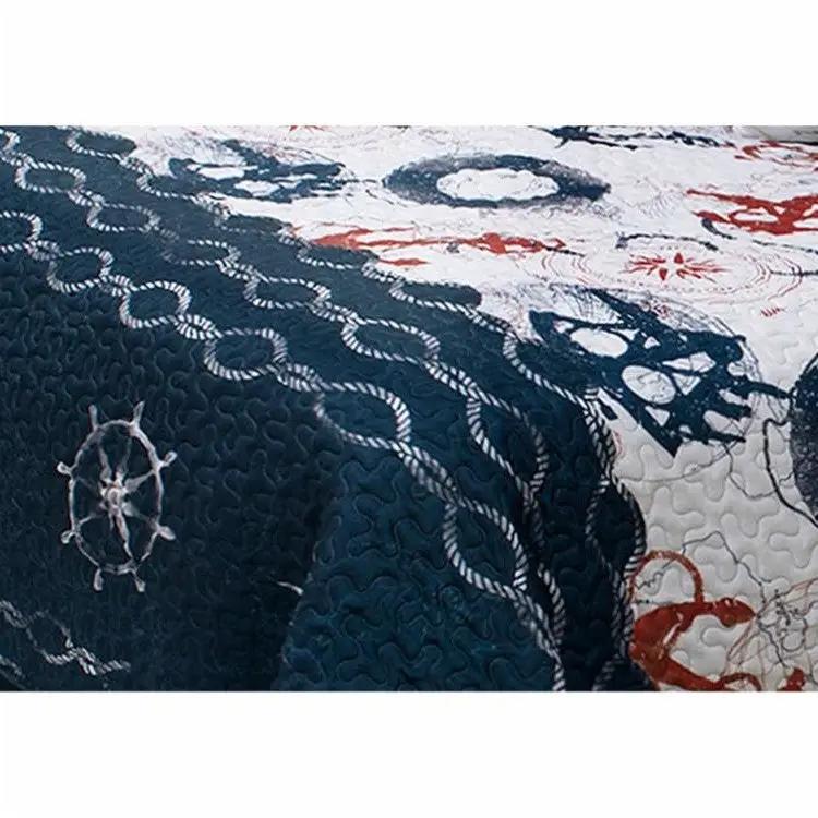 King Size Modern Coastal Anchor Polyester Reversible Quilt Set by HomePacific