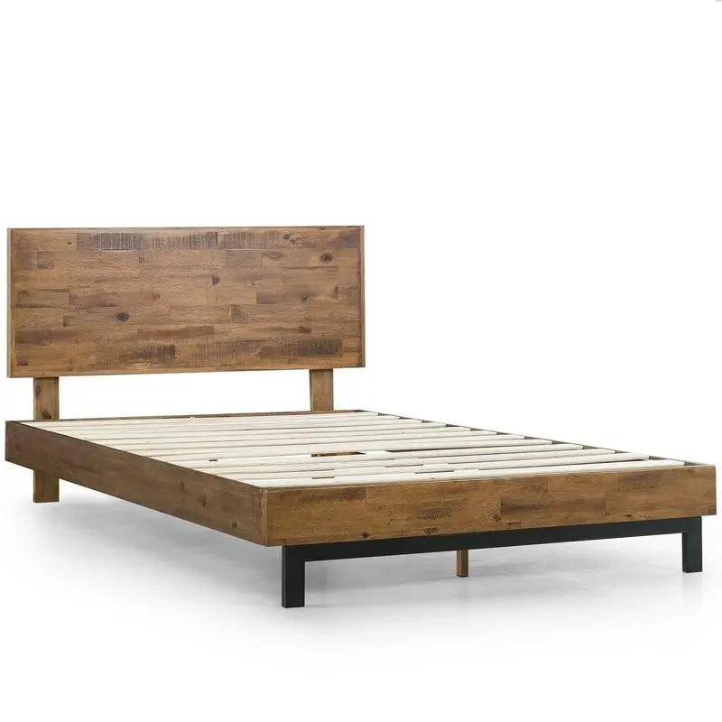 Rustic FarmHome Low Profile Pine Slatted Platform Bed in King by HomePacific