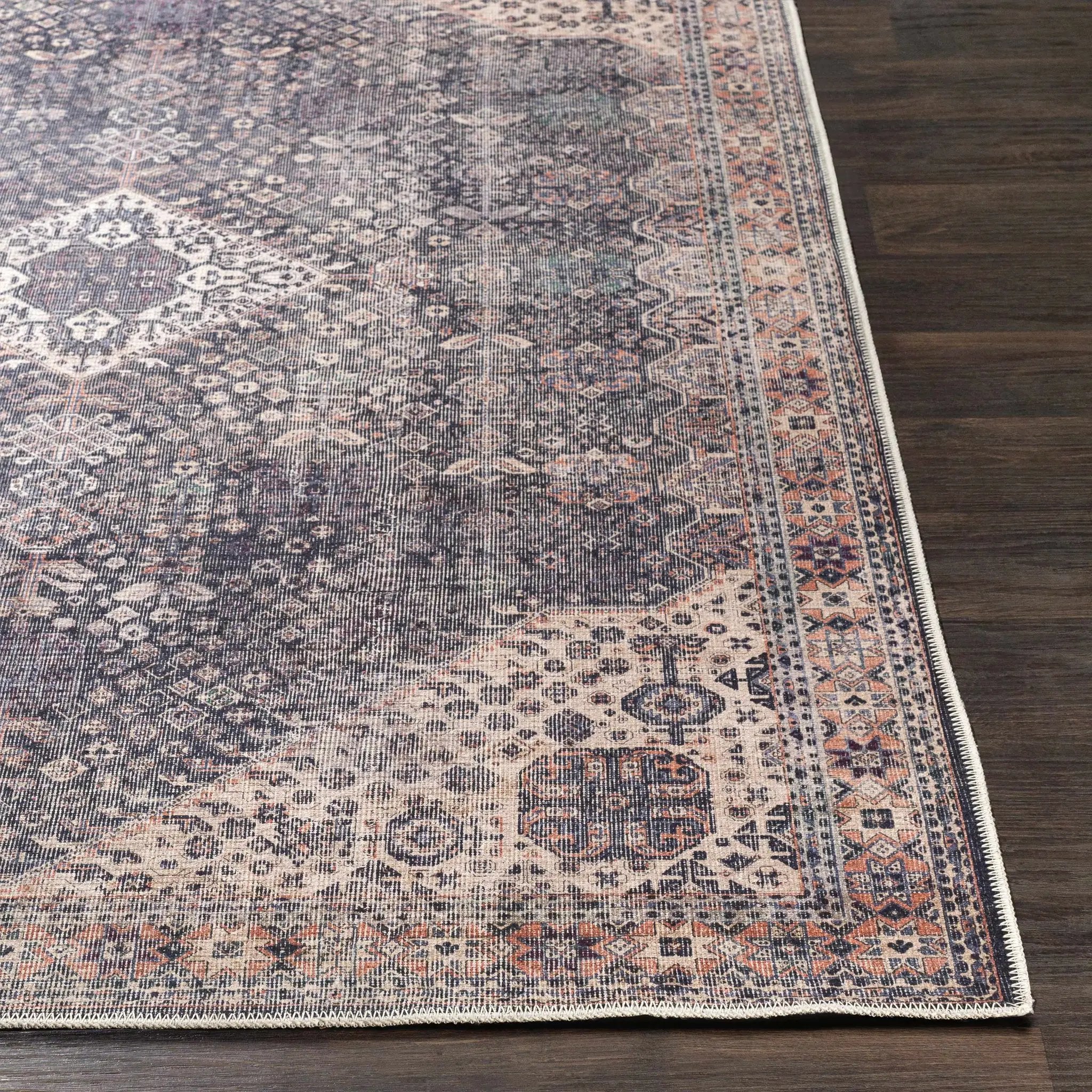 Kittrell Vintage Flat Pile Washable Rug - Clearance by Boutique Rugs