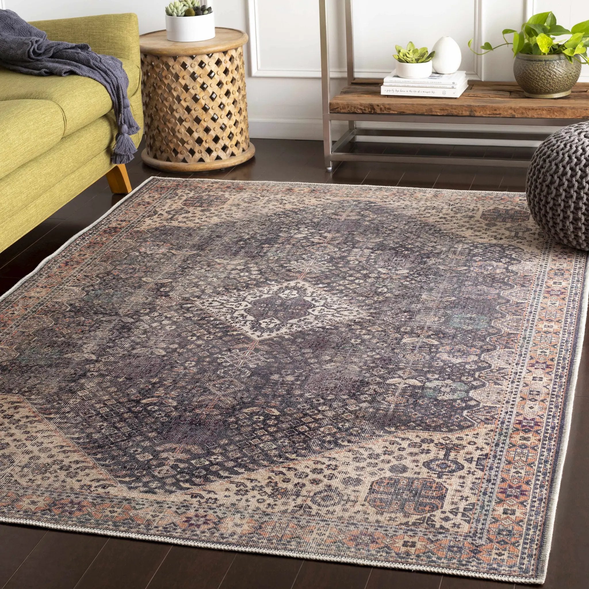 Kittrell Vintage Flat Pile Washable Rug - Clearance by Boutique Rugs