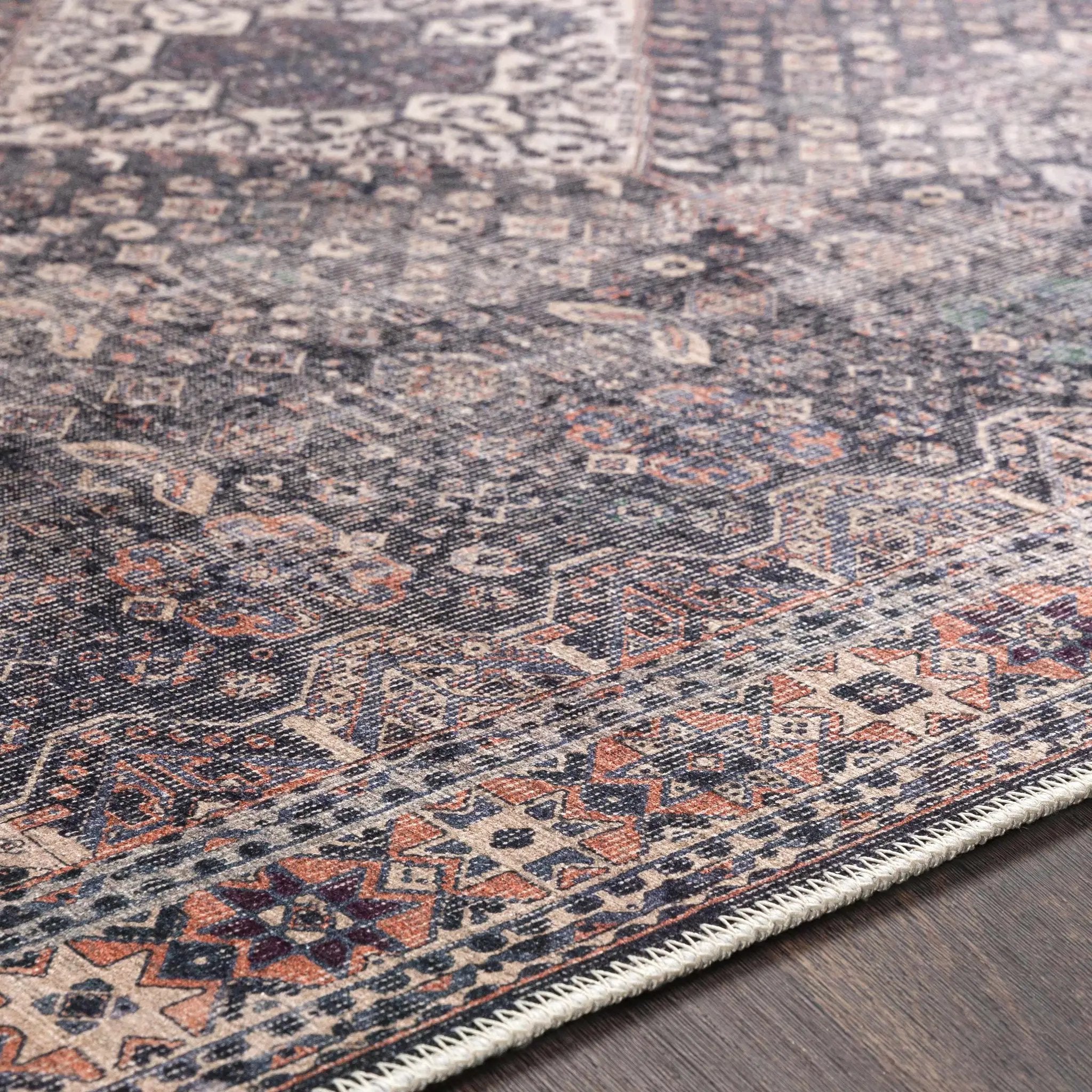 Kittrell Vintage Flat Pile Washable Rug - Clearance by Boutique Rugs