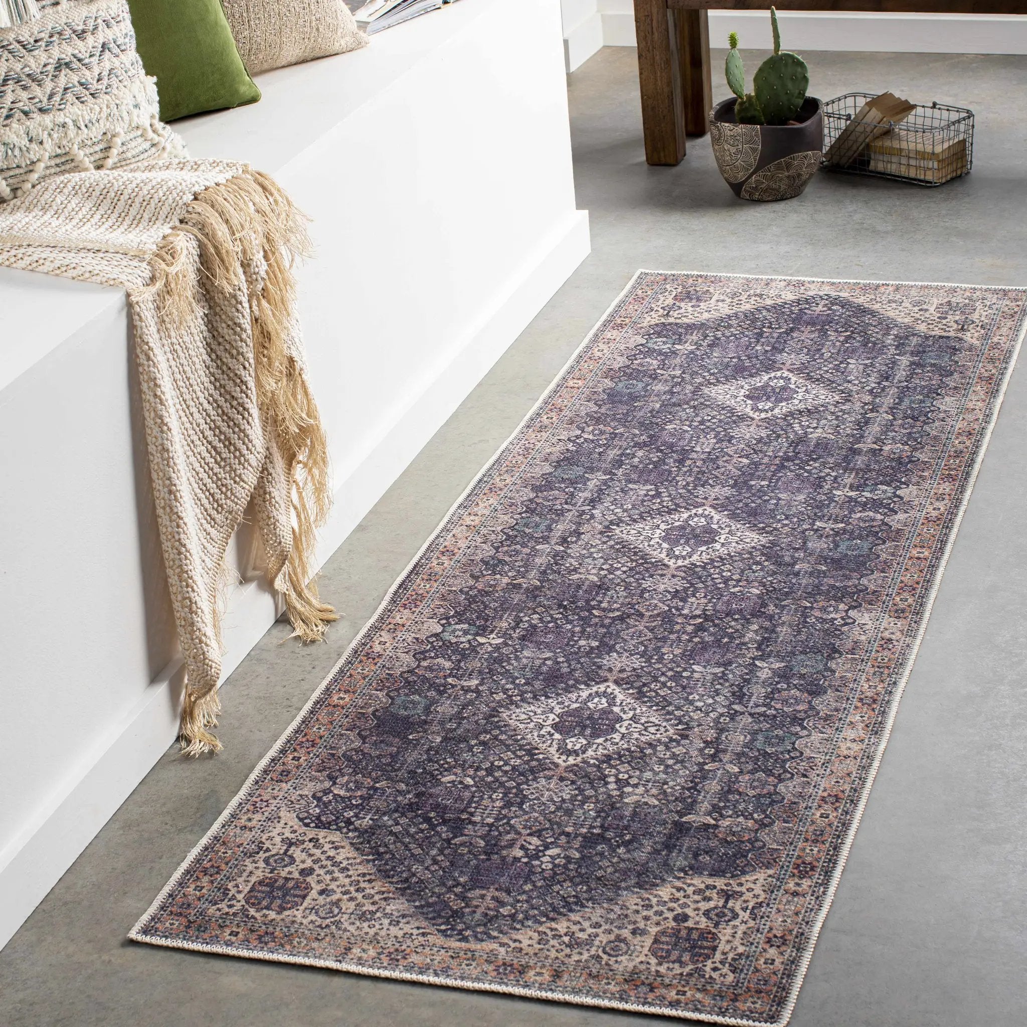 Kittrell Vintage Flat Pile Washable Rug - Clearance by Boutique Rugs