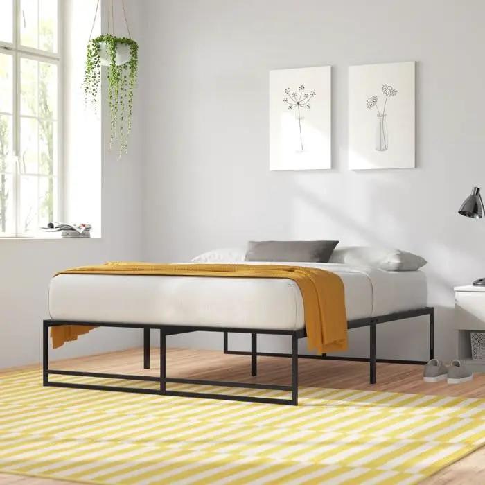 King Size Black Metal Platform Bed Frame with Under-Bed Storage Space by HomePacific