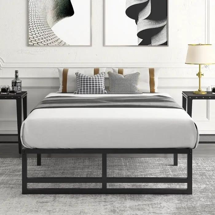 King Size Black Metal Platform Bed Frame with Under-Bed Storage Space by HomePacific