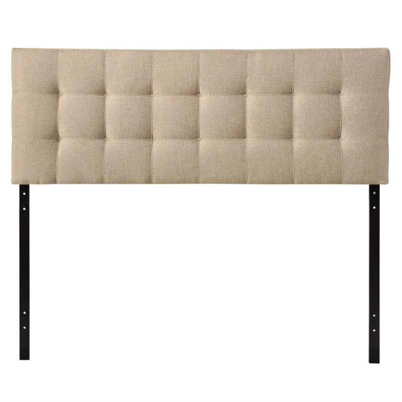 King size Beige Fabric Upholstered Mid-Century Style Headboard by HomePacific