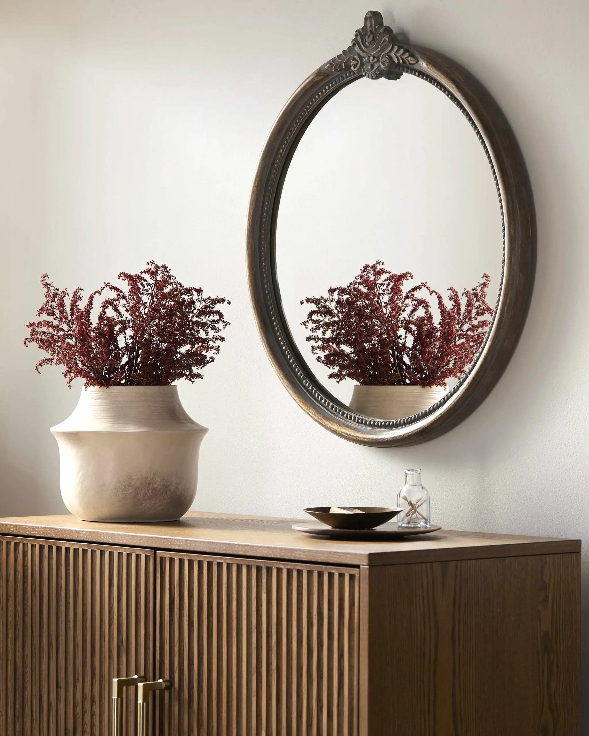 Kandersteg Dark Red Accent Mirror by Boutique Rugs