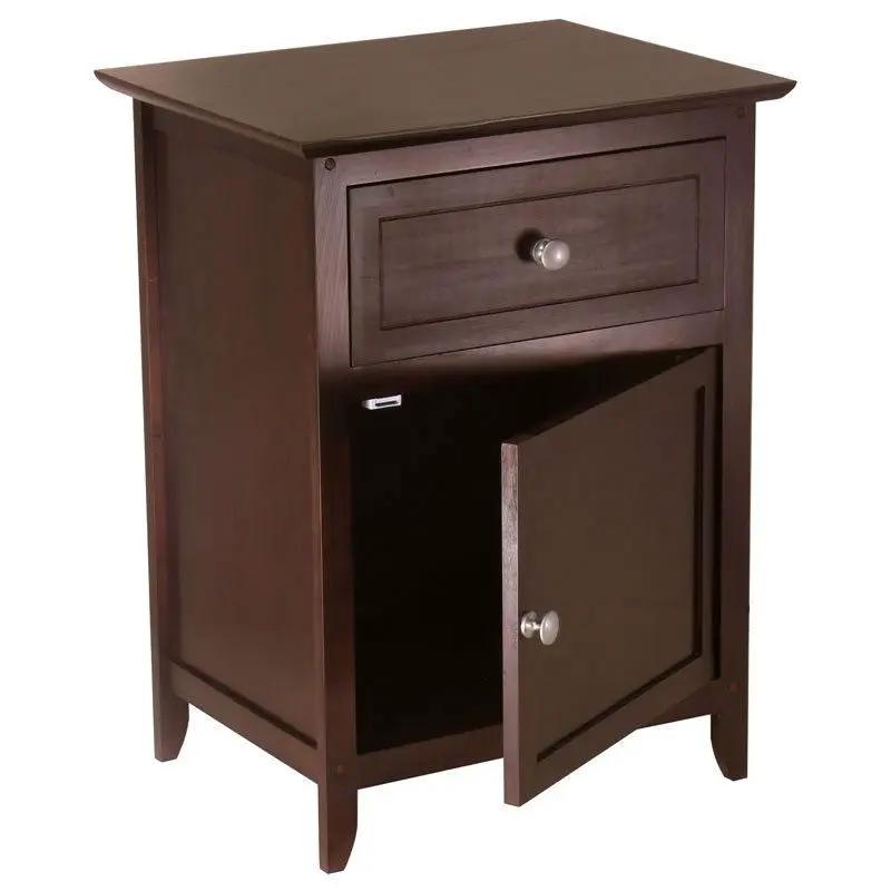 Antique Walnut Wood Finish 1-Drawer Bedroom Nightstand End Table Cabinet by HomePacific