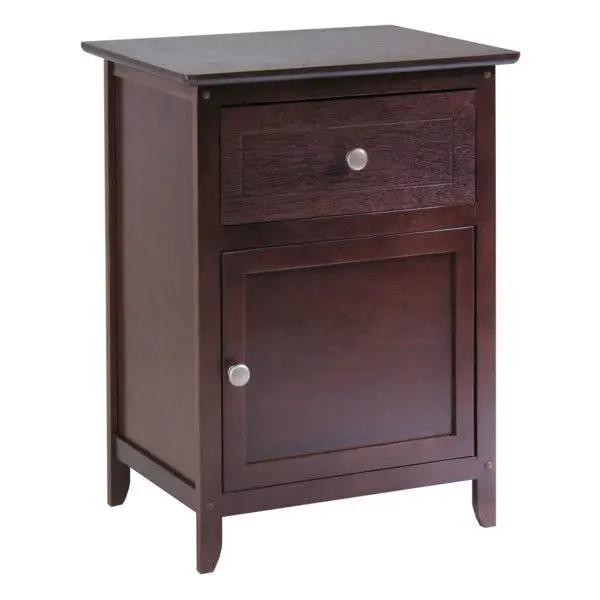 Antique Walnut Wood Finish 1-Drawer Bedroom Nightstand End Table Cabinet by HomePacific