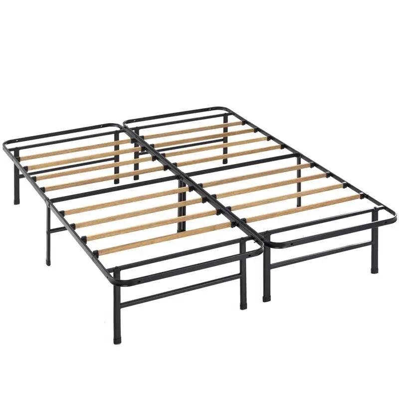 King size Metal Bed Frame with Bamboo Wood Slats by HomePacific