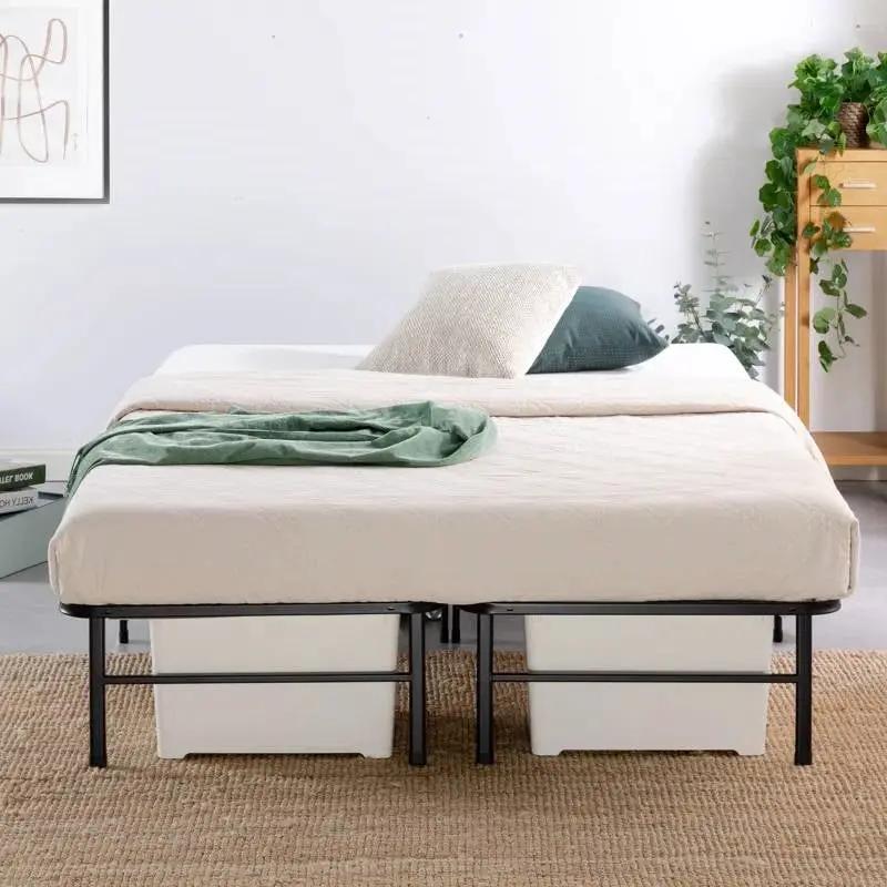King size Metal Bed Frame with Bamboo Wood Slats by HomePacific