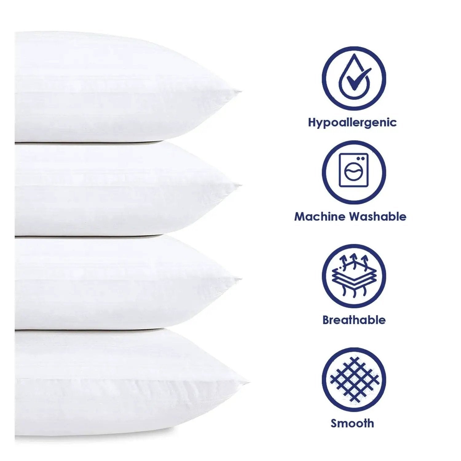 Set of 4 - King size Down Alternative Pillows - Machine Washable by HomePacific