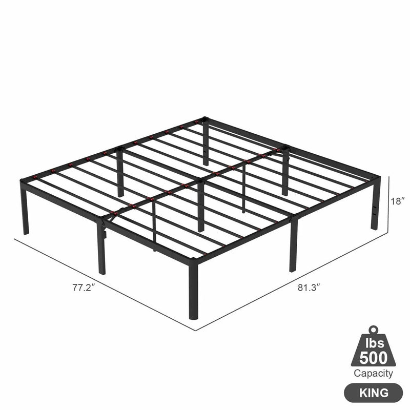 King 18-inch Rounded Edge Corners Metal Bed Frame with Under-bed Storage Space by HomePacific