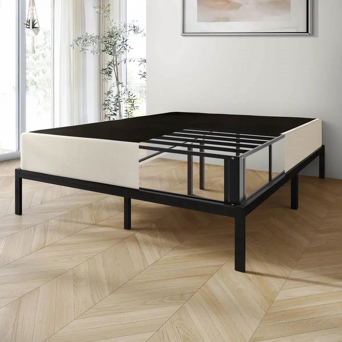 King size 7.8-inch Metal Frame Box-Spring Foundation for Mattress with Cover by HomePacific