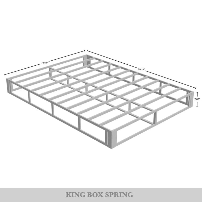 King size 7.8-inch Metal Frame Box-Spring Foundation for Mattress with Cover by HomePacific