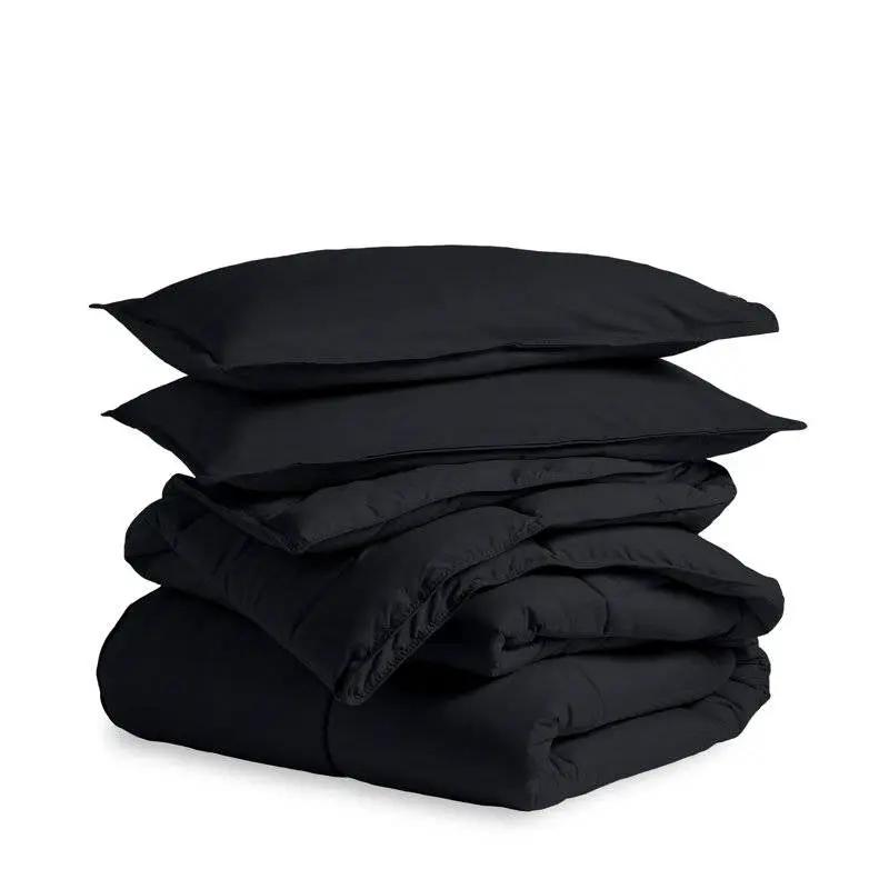 King/Cal King size Luxuriously Soft Down Alternative Comforter Set in Black by HomePacific
