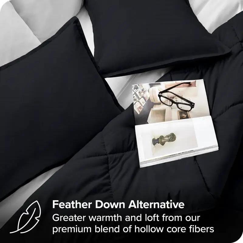 King/Cal King size Luxuriously Soft Down Alternative Comforter Set in Black by HomePacific