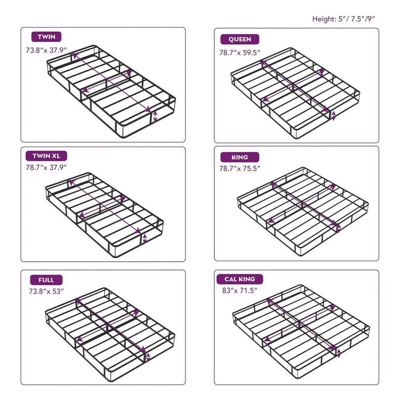 King size 5-inch Low Profile Metal Box Spring Mattress Foundation with Cover by HomePacific