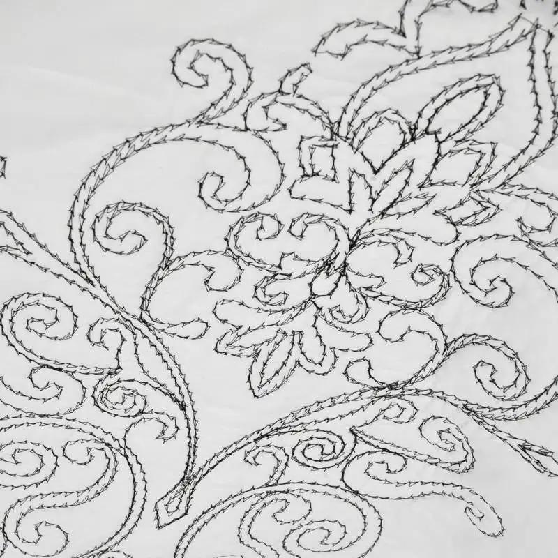 King size White Damask Embroidered 4 Piece Oversized Bedspread Set by HomePacific