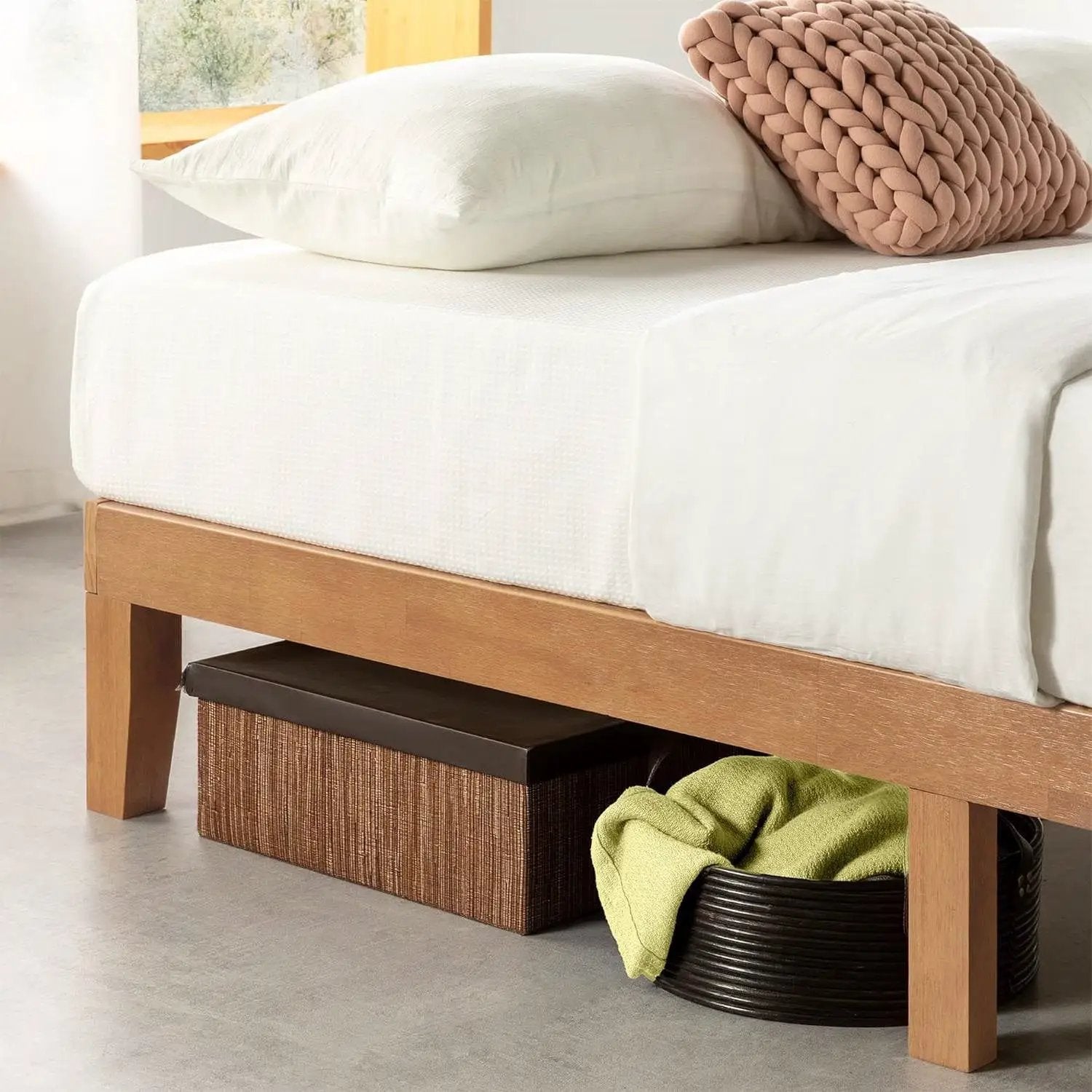 King size Solid Wood Platform Bed Frame in Natural Wooden Finish by HomePacific