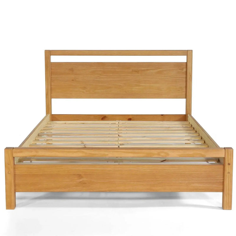 King size Farmhouse Solid Wood Platform Bed Frame with Headboard Footboard by HomePacific