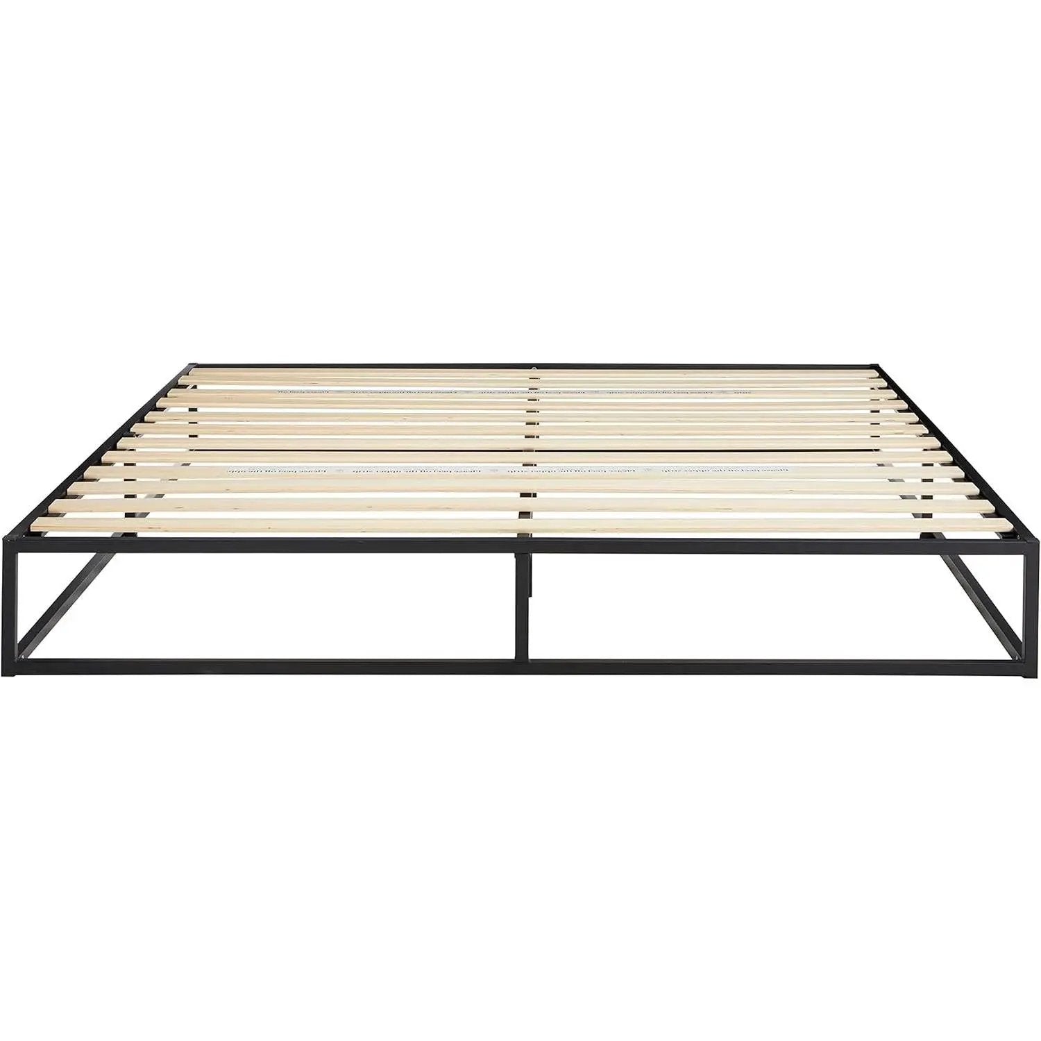 King size 10-inch Low Profile Modern Metal Wood Slat Platform Bed Frame by HomePacific