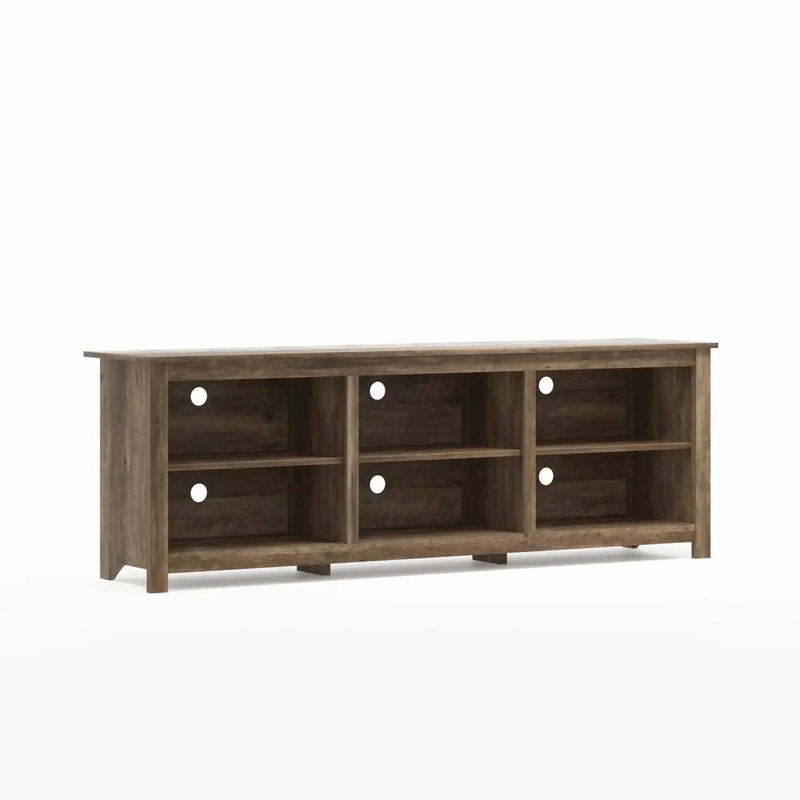 Farmhouse Style TV Stand with 6 Storage Compartments in Brown Oak Wood Finish by HomePacific