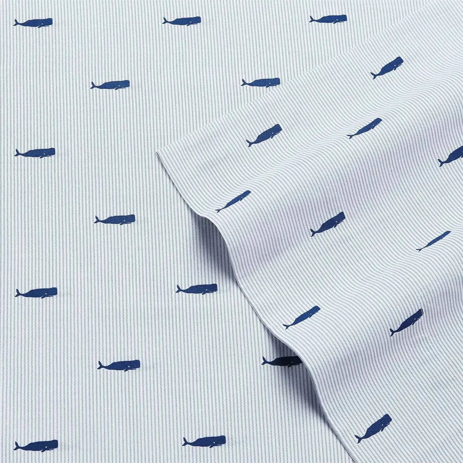 King size Coastal Beach 100-Percent Cotton Navy Blue White Stripe Sheet Set by HomePacific