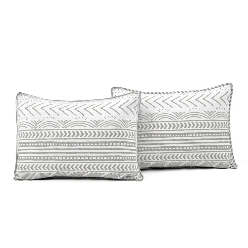 King size Scandinavian Chevron Grey White Reversible Cotton Quilt Set by HomePacific