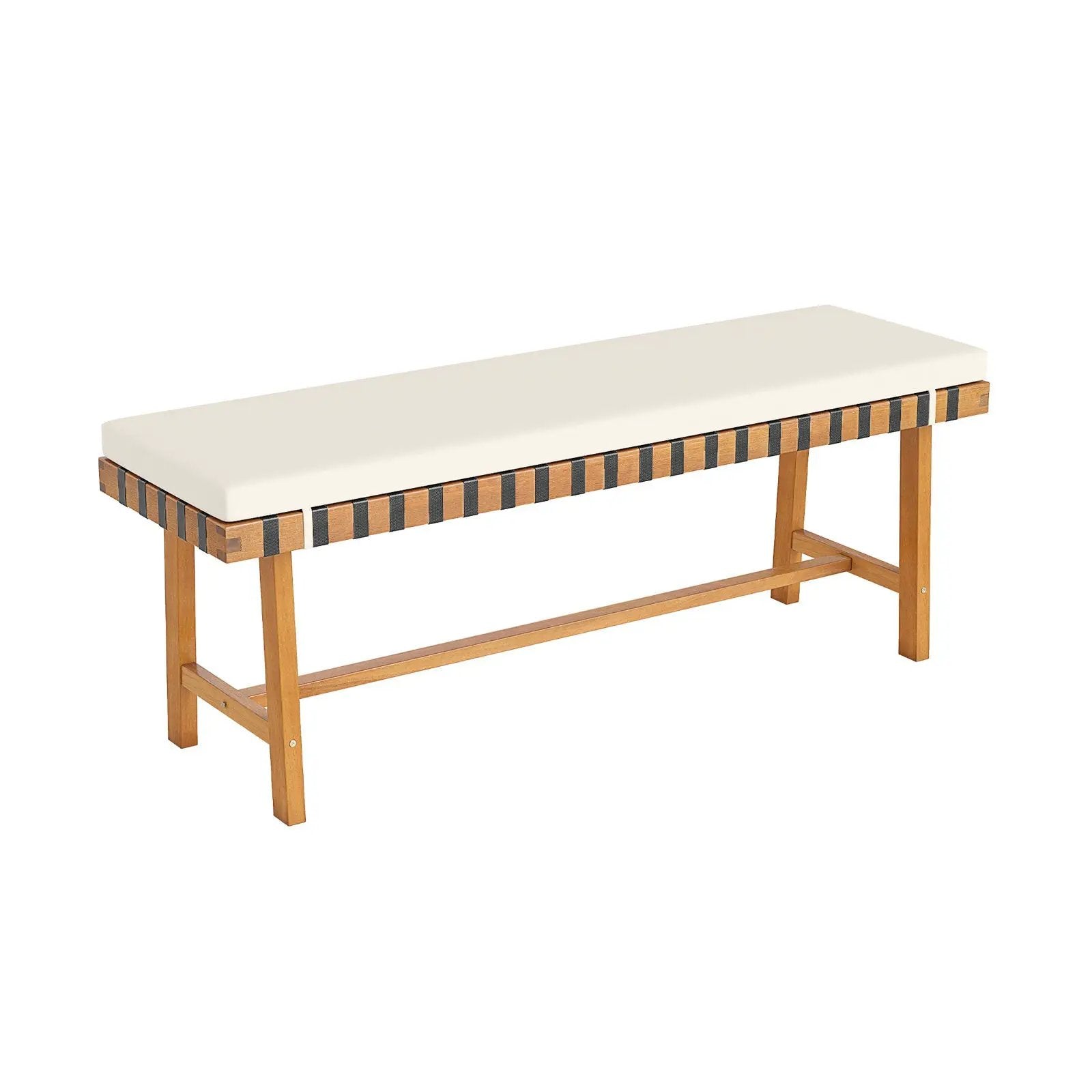 48 inch Acacia Wood Outdoor Bench with Thick Padded Seat Cushion by DirectDeals