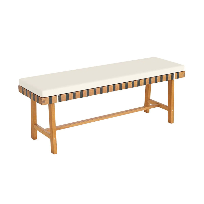 48 inch Acacia Wood Outdoor Bench with Thick Padded Seat Cushion by DirectDeals