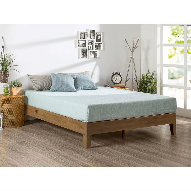 King size Modern Platform Bed Frame in Rustic Pine Finish by HomePacific