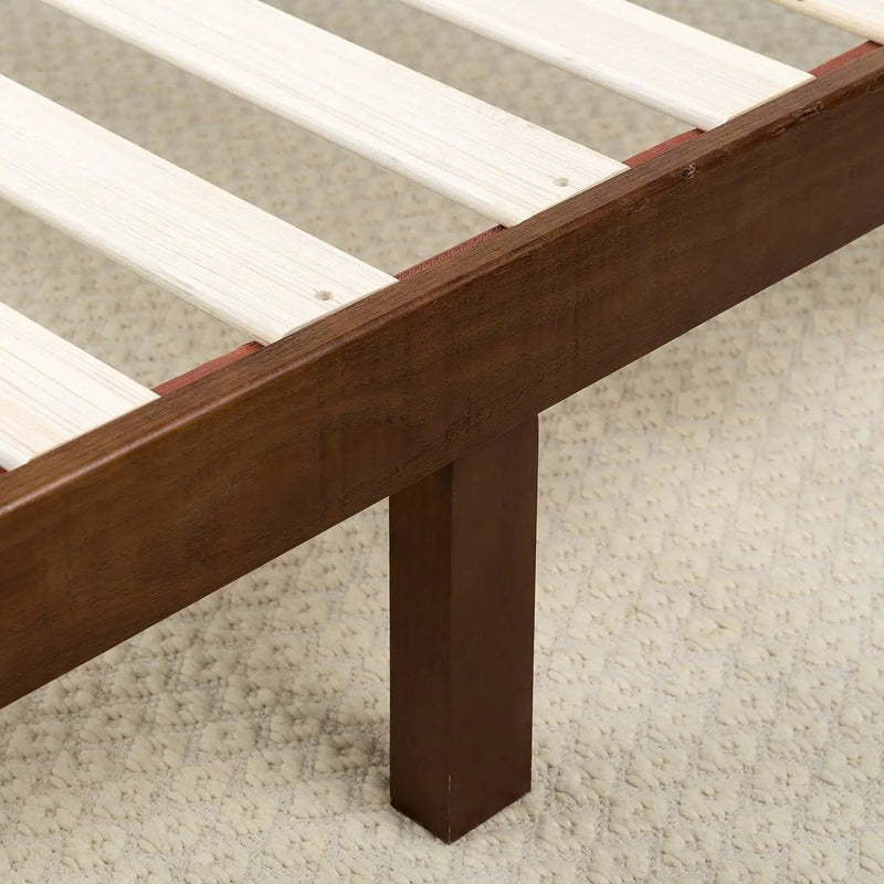 King size Solid Wood Platform Bed Frame with Headboard in Espresso Finish by HomePacific