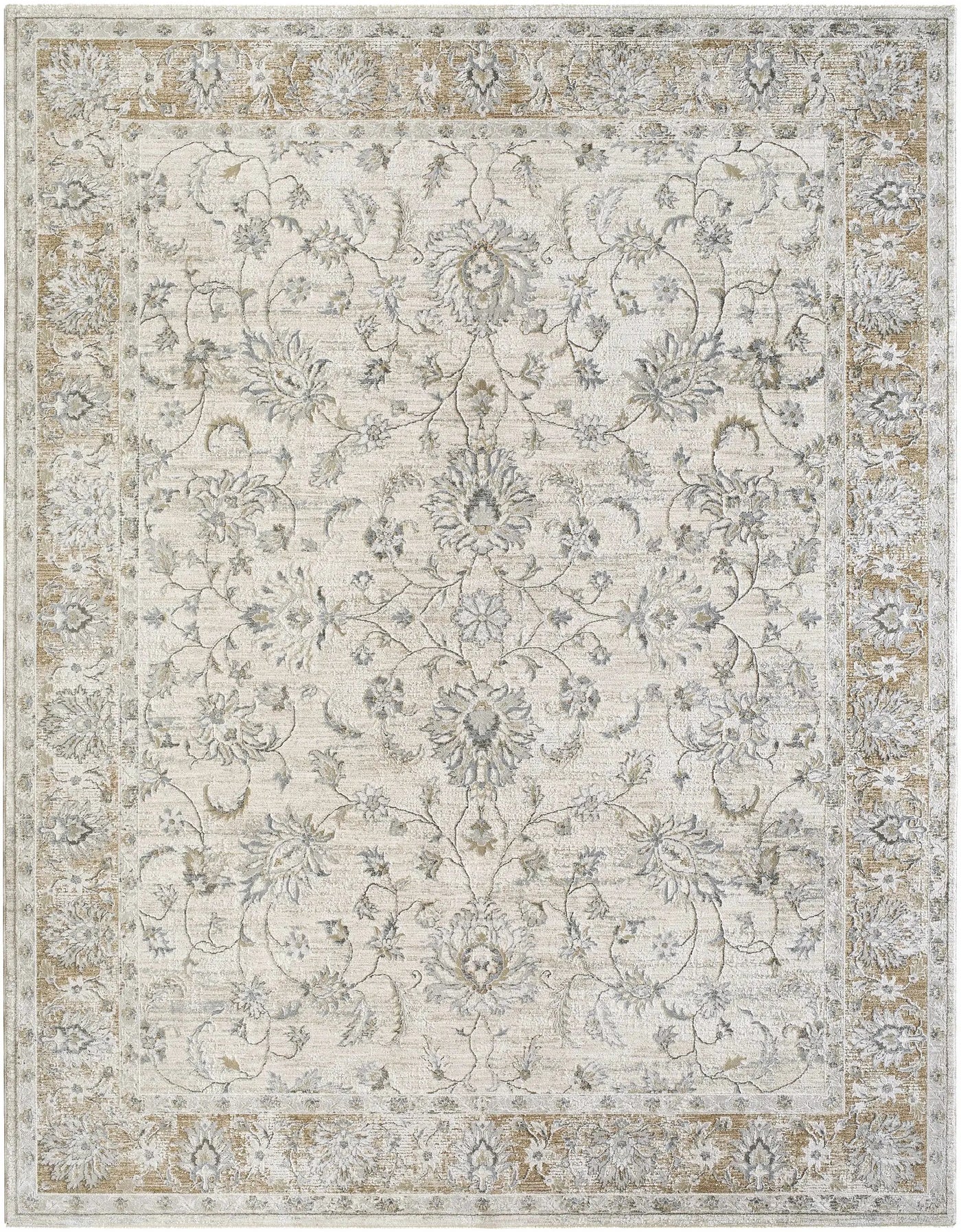 Kerem Cream Thick Luxe Damask Rug by Boutique Rugs