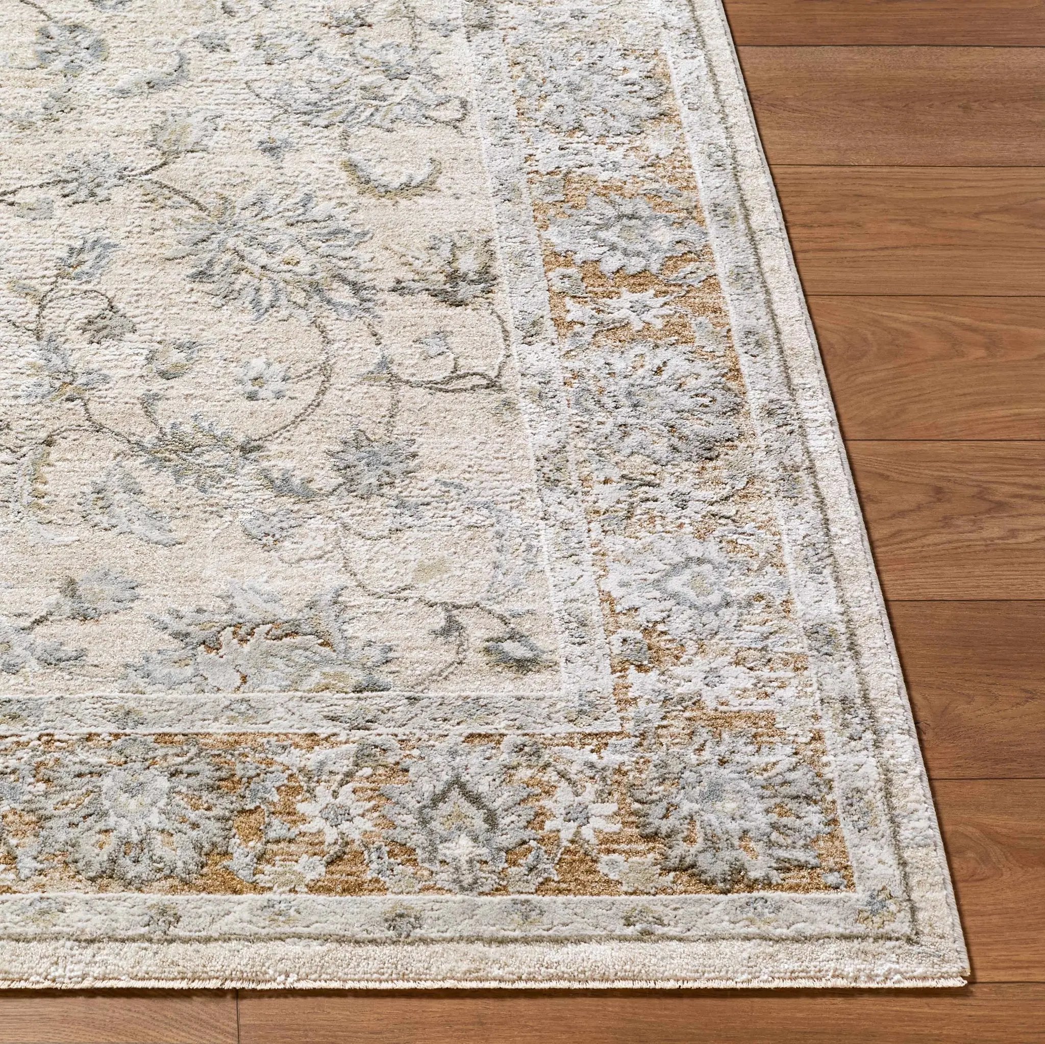 Kerem Cream Thick Luxe Damask Rug by Boutique Rugs