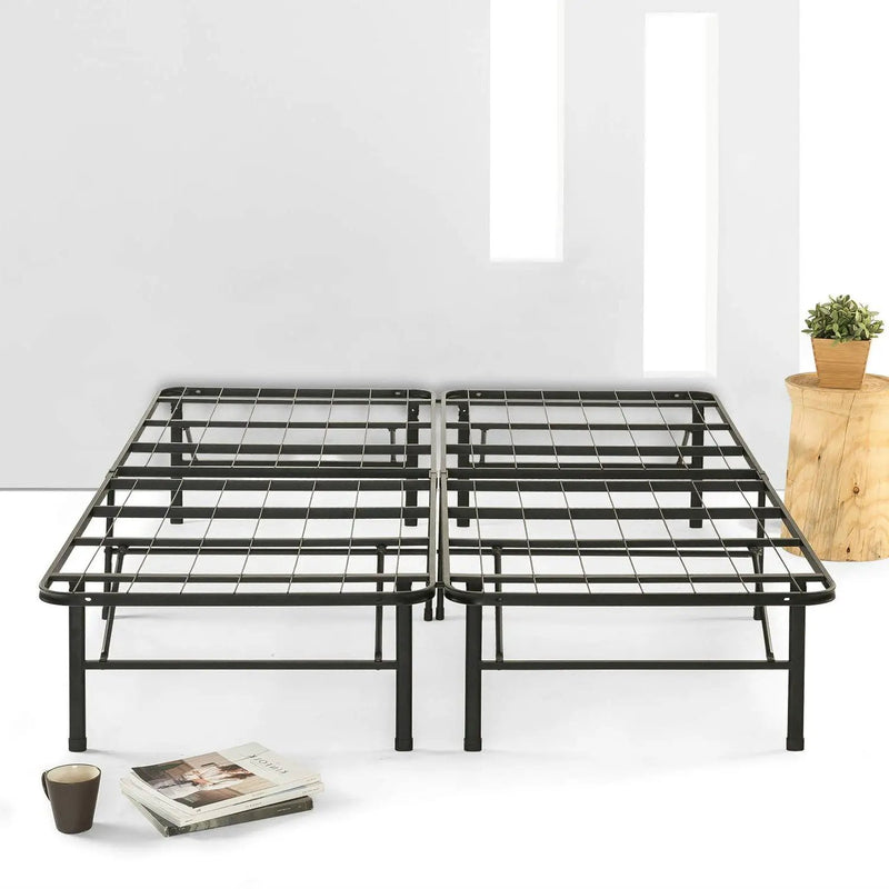 King size Folding Sturdy Metal Platform Bed Frame with Storage Space by HomePacific
