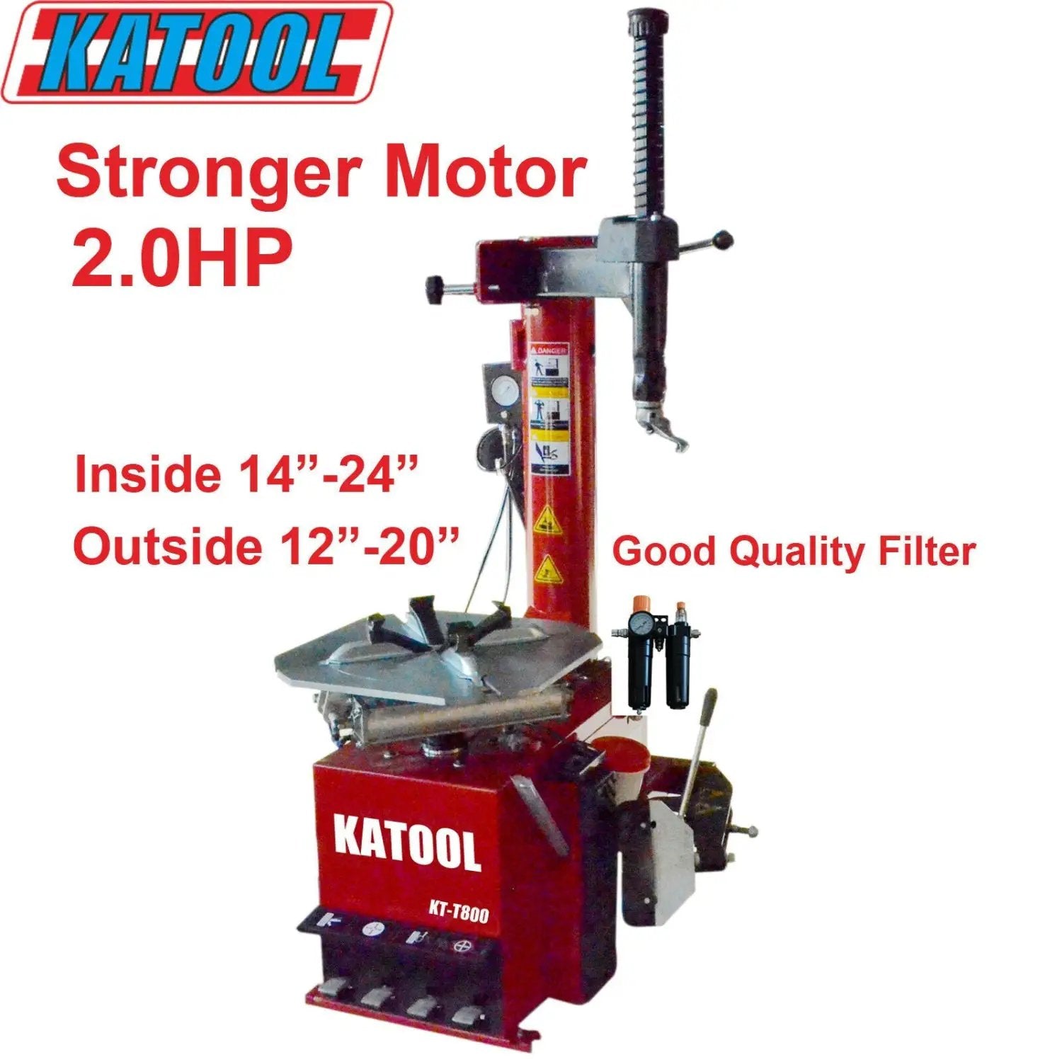 Katool KT-T800 Swing Arm Tire Changer, Max 24" Rim Clamping by Chery Industrial