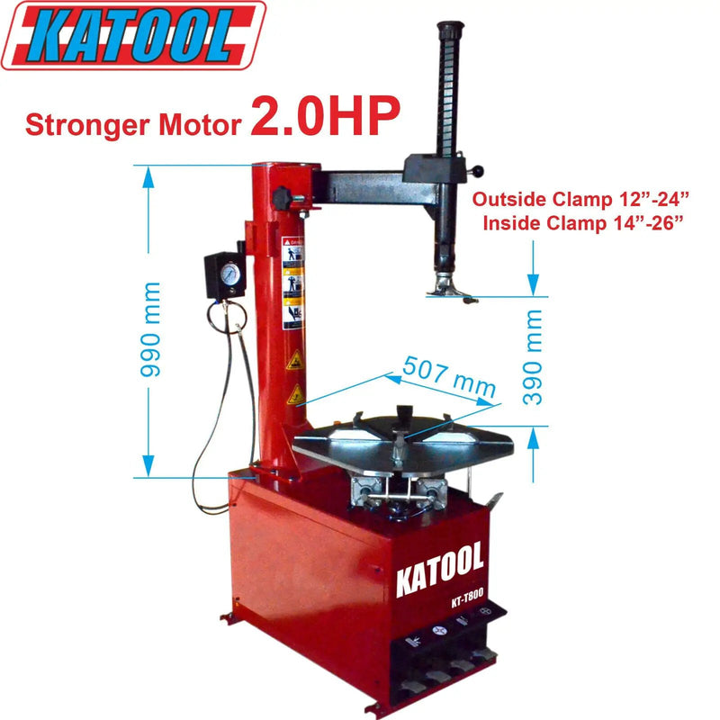 Katool KT-T800 Swing Arm Tire Changer, Max 24" Rim Clamping by Chery Industrial